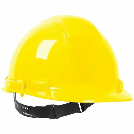 SAFETY WORKS Yellow Cap Style Non-Vented Hard Hat with Pin Lock SWX00345